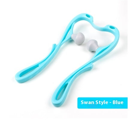 Manual Neck & Shoulder Massager, swan-handle roller head, blue