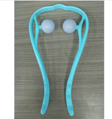 Manual Neck & Shoulder Massager, smooth-ball roller head, blue