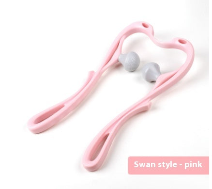 Manual Neck & Shoulder Massager, swan-handle roller head, pink