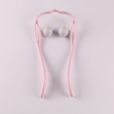 Manual Neck & Shoulder Massager, smooth-ball roller head, pink