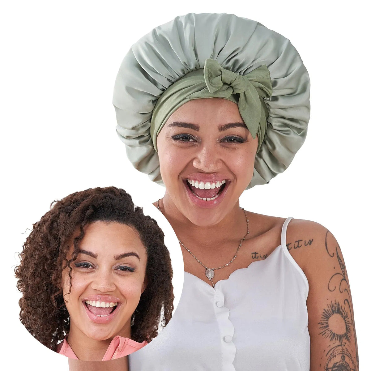 Satin sleep bonnet, detail 1