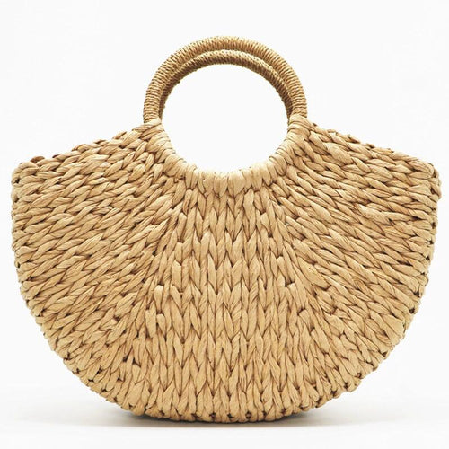 Hand-woven straw tote, detail 1