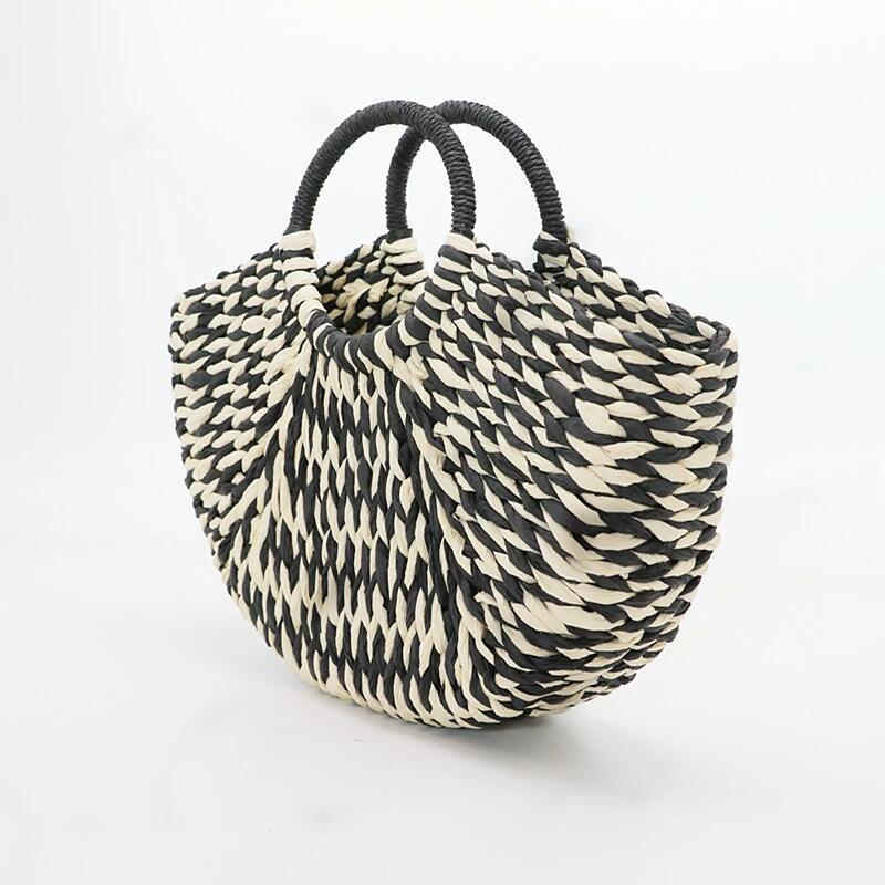 Hand-woven straw tote, detail 2